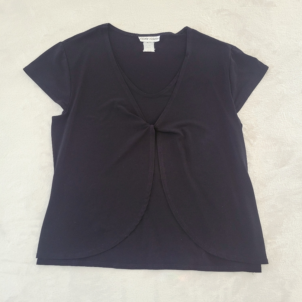 90s Y2K Black Mock‎ Layered Top L Knot Drape